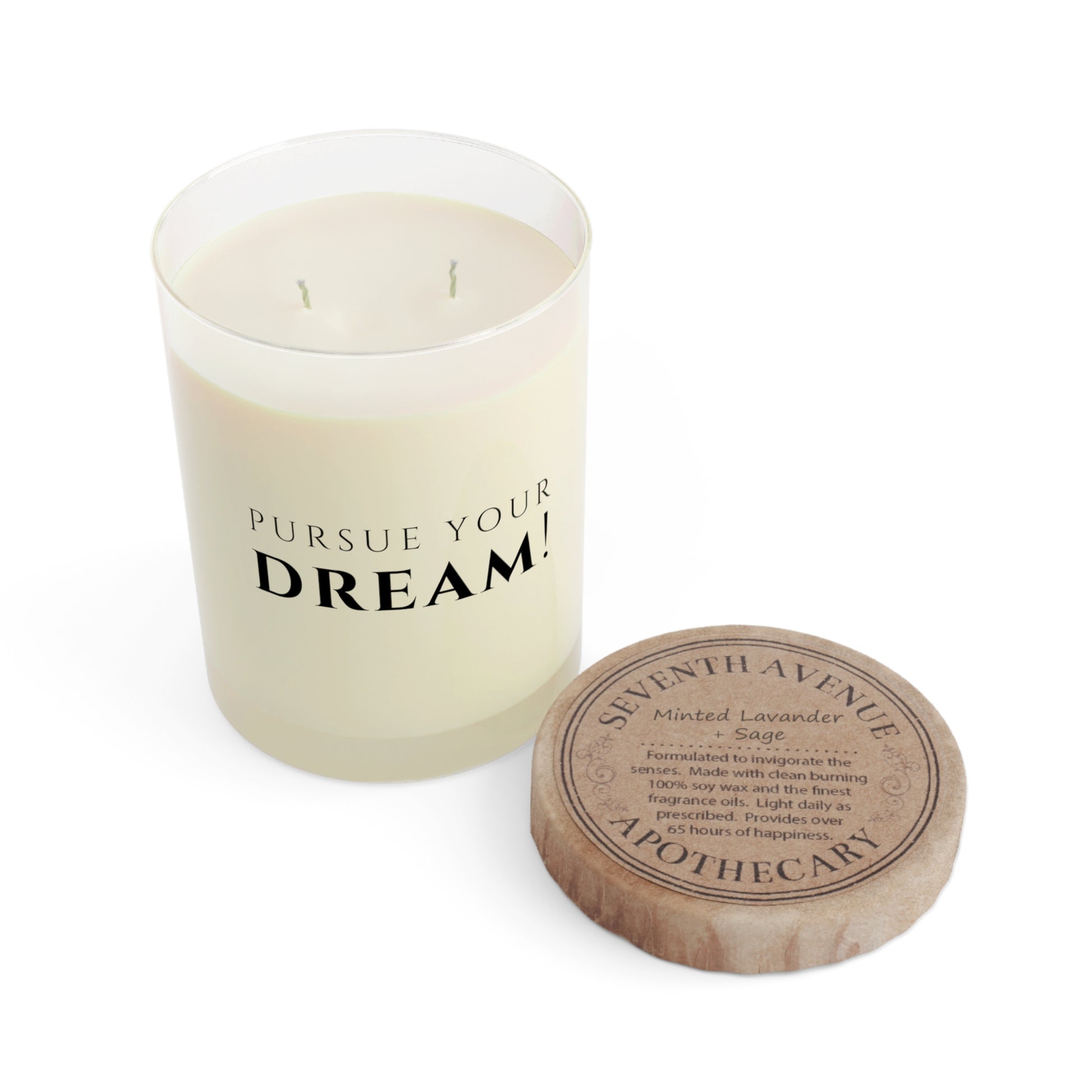 11 oz scented candle with inspiring message