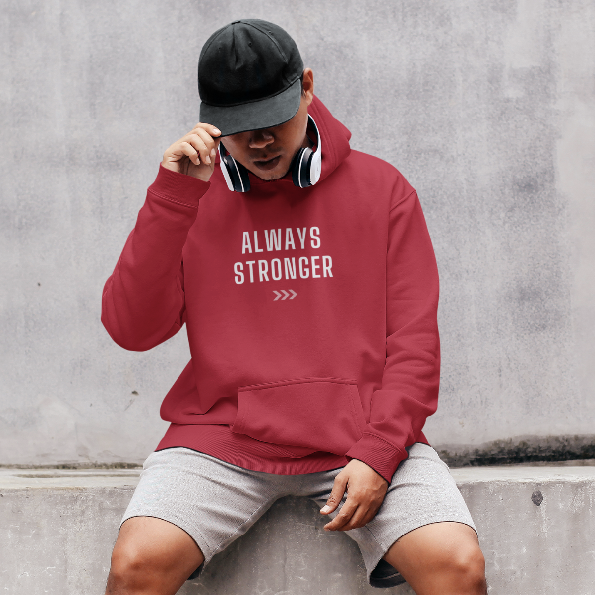 Always Stronger hoodie with motivational text