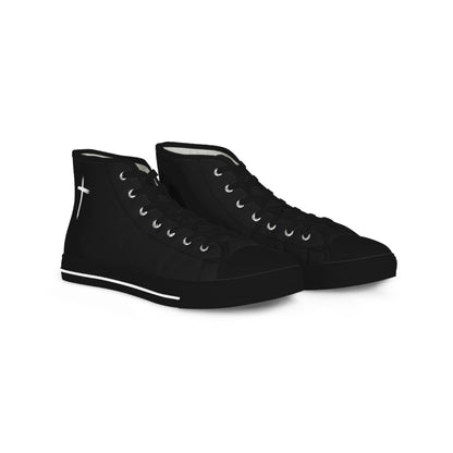 Black Mens High Top Sneakers Christian Cross