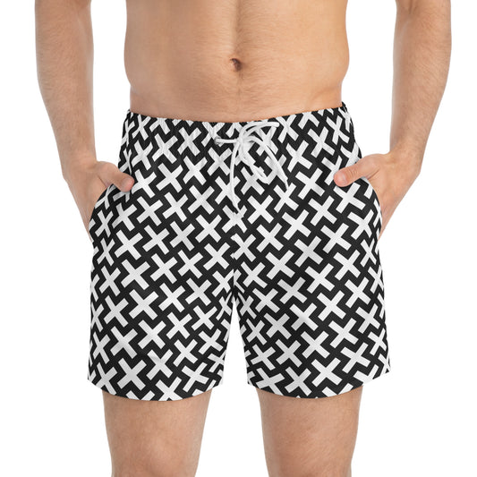 Cross pattern swim trunks