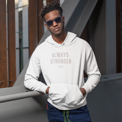 Elegant hoodie with Always Stronger slogan