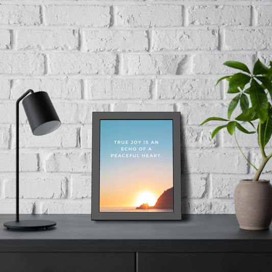 Framed poster with peaceful joy quote