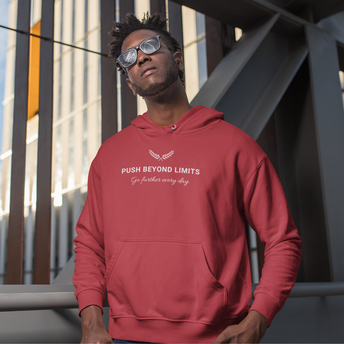 Hoodie with Push Beyond Limits slogan