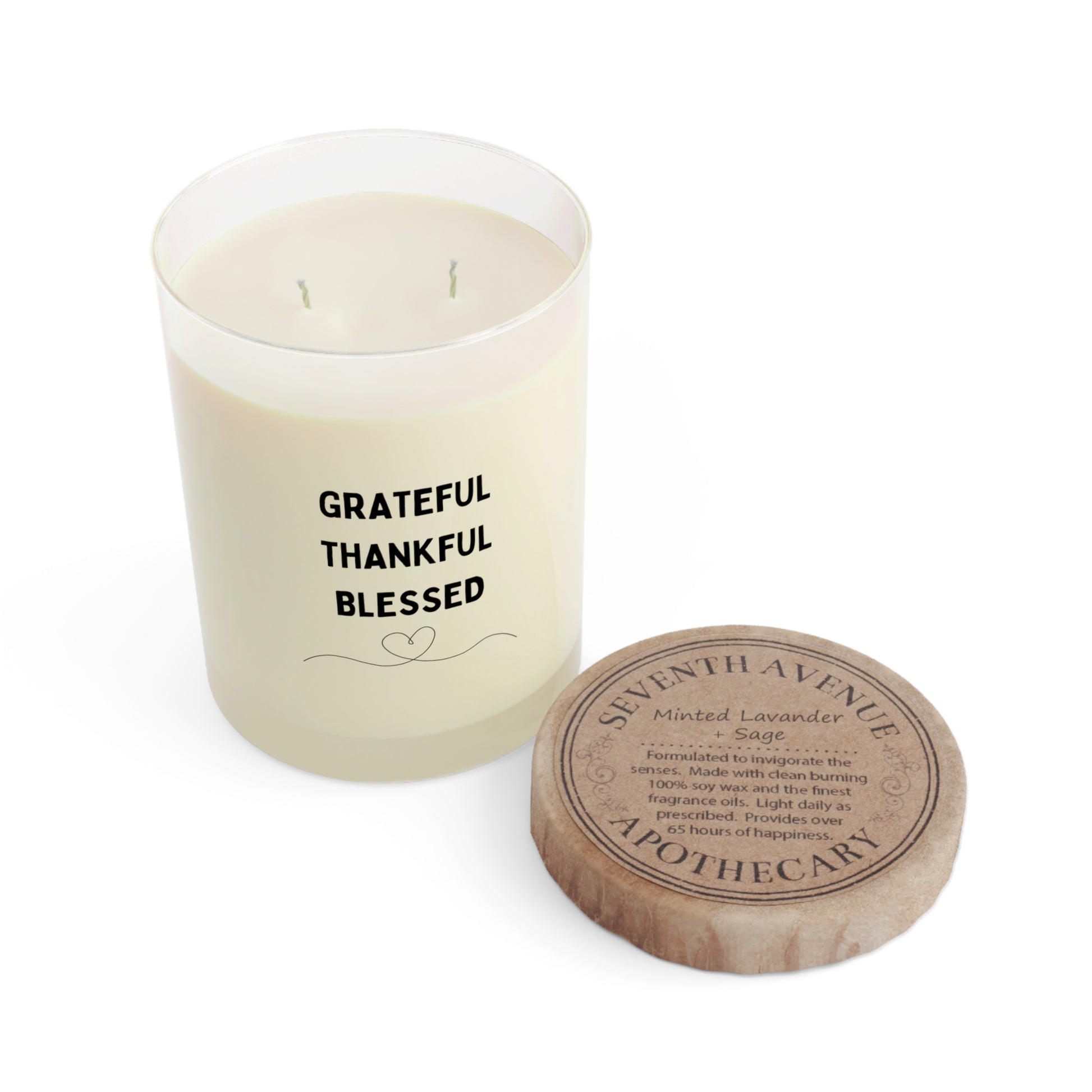 Inspirational candle to embrace gratitude