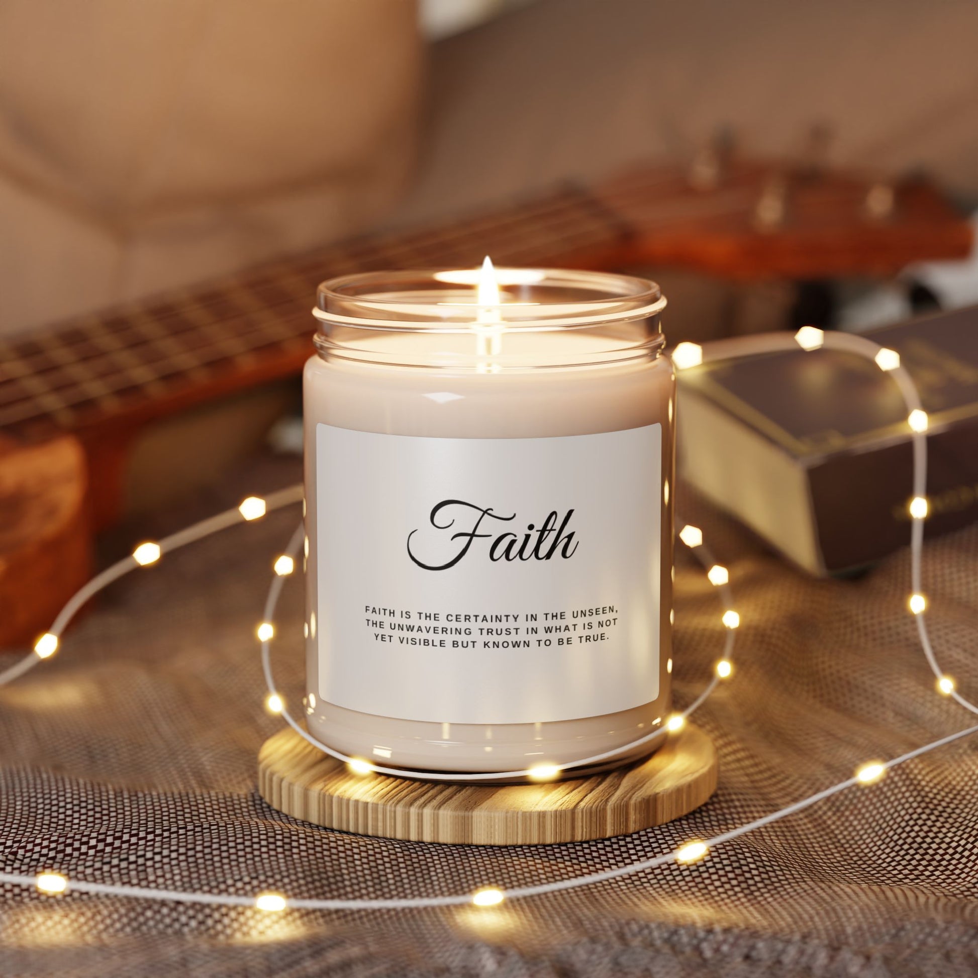 Inspirational candle with Faith message