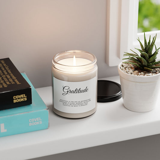 Inspirational candle with Gratitude message