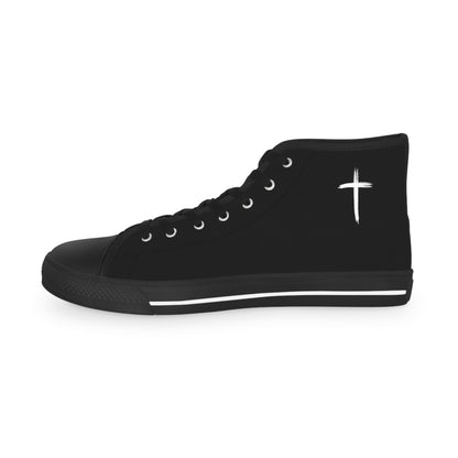 Mens Black Sneakers with Christian Cross Design