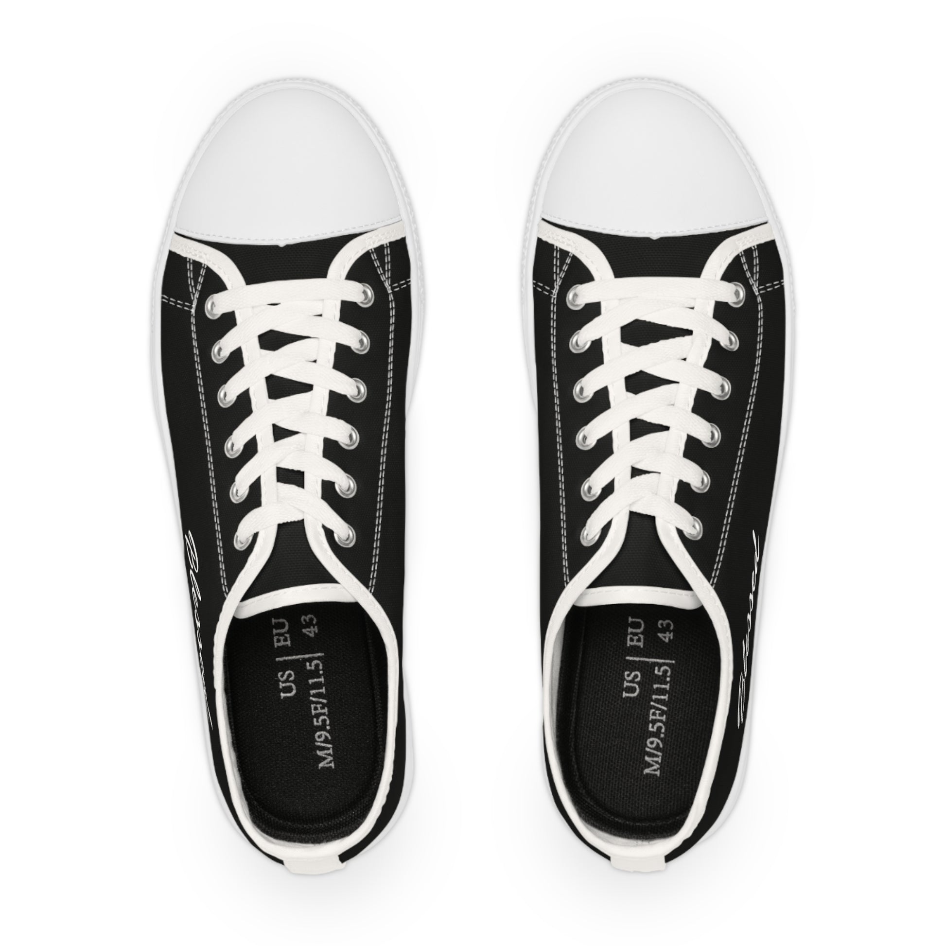 Mens Black White Sneakers with Blessed Design