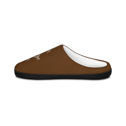 Mens Brown Slippers with Motivational Message