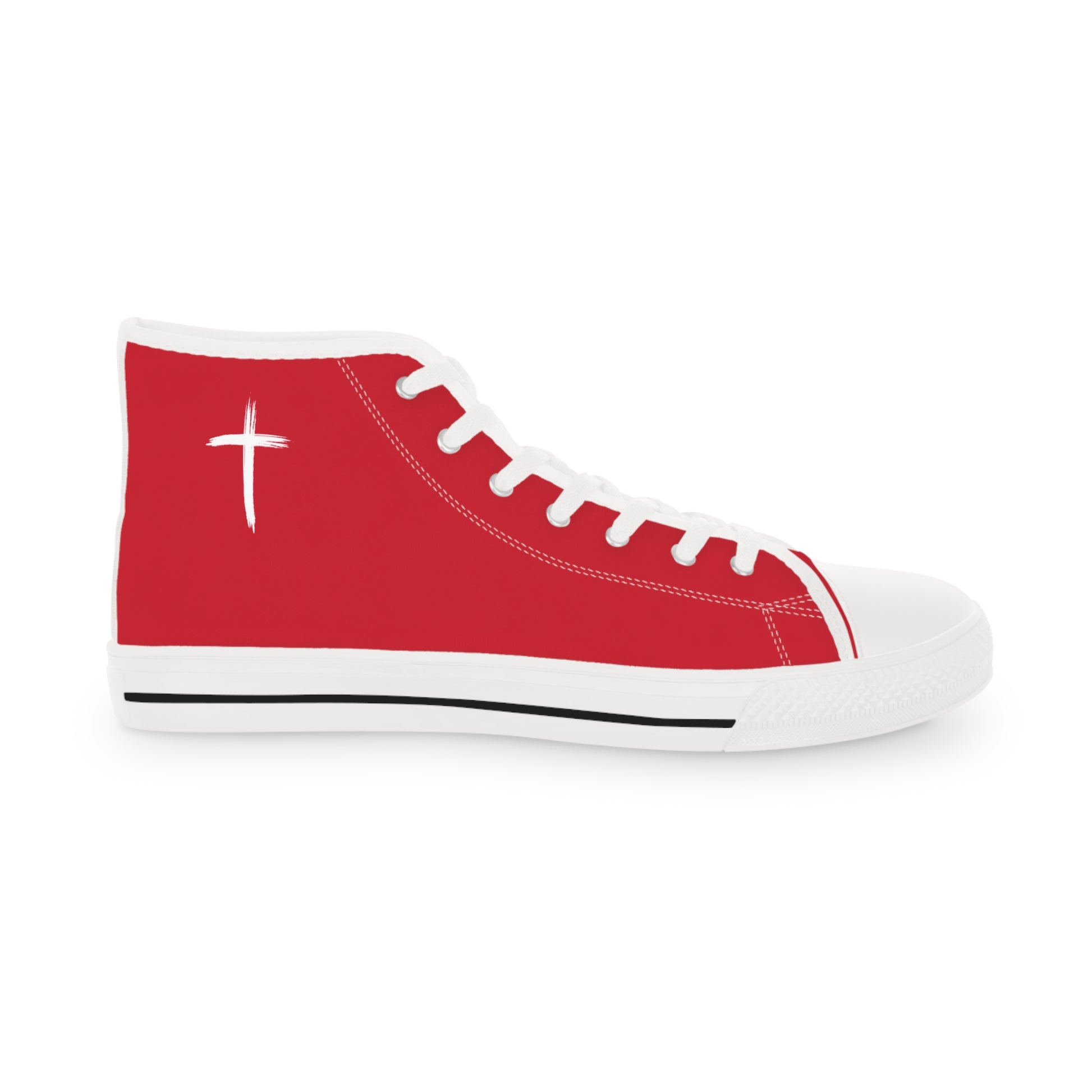 Mens Red Sneakers with Christian Cross Design