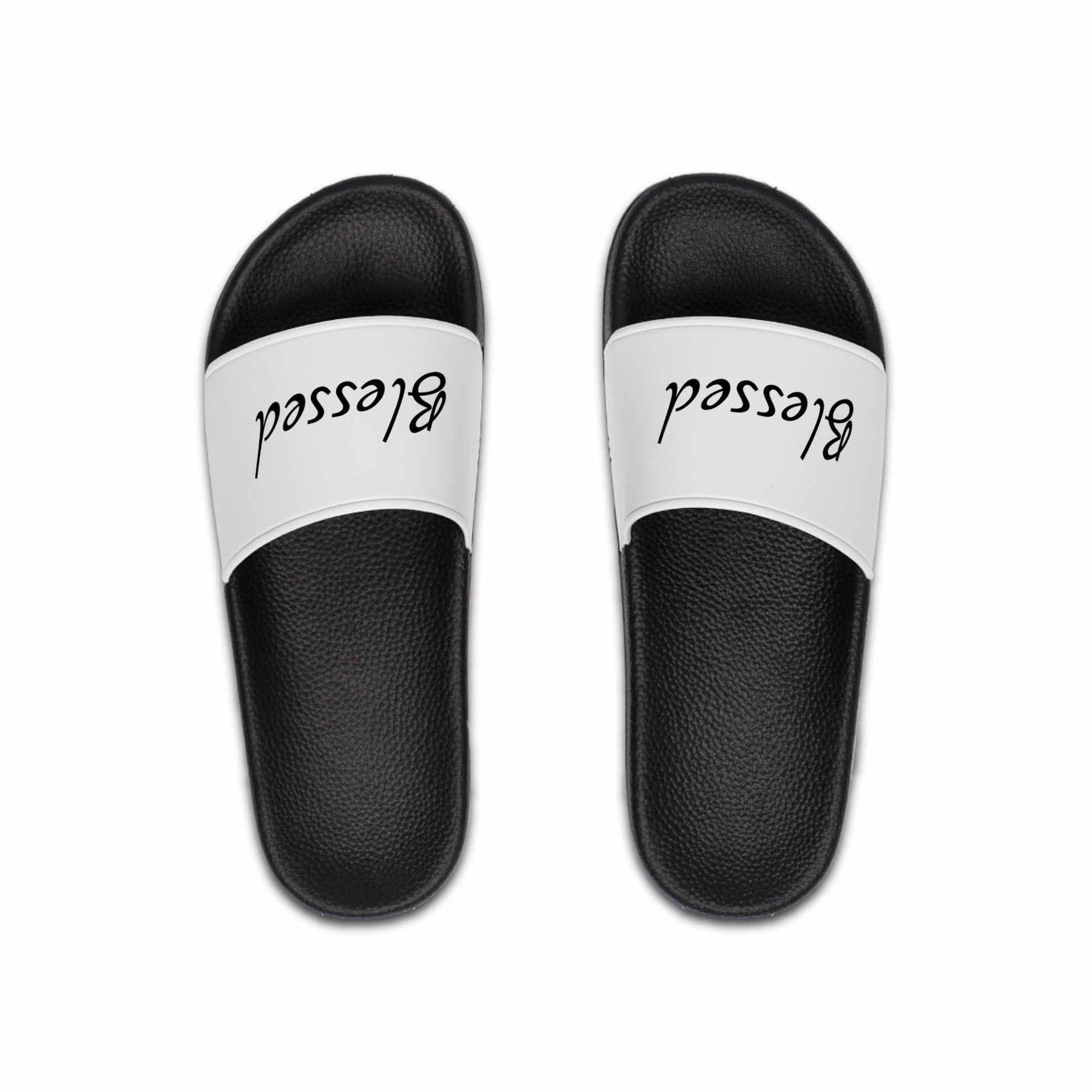 Mens White Sandals with Blessed