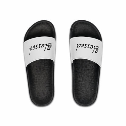 Mens White Sandals with Blessed