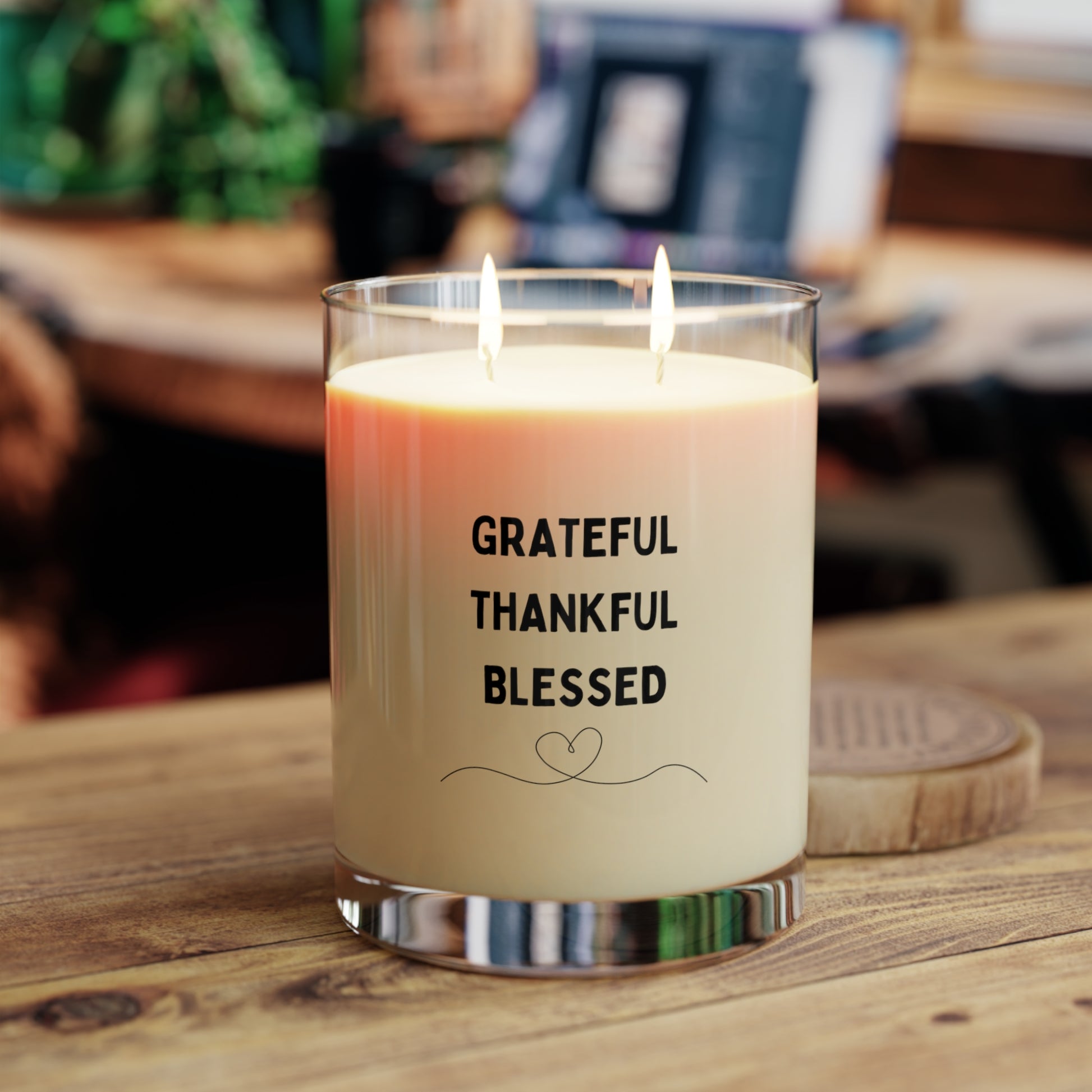 Motivational candle with peaceful design