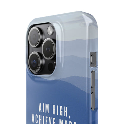 Motivational phone case featuring Aim High slogan