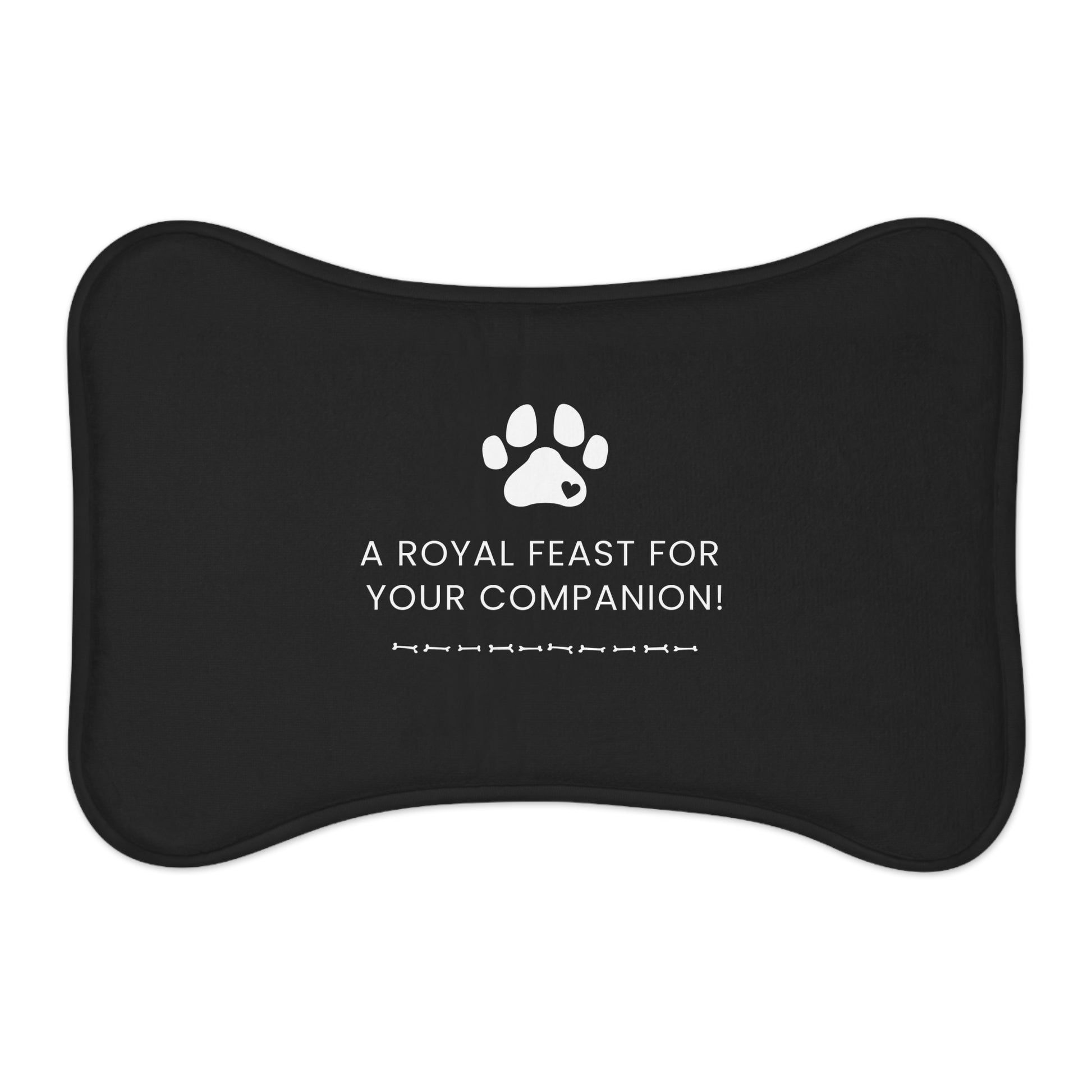 Pet feeding mat with royal feast design