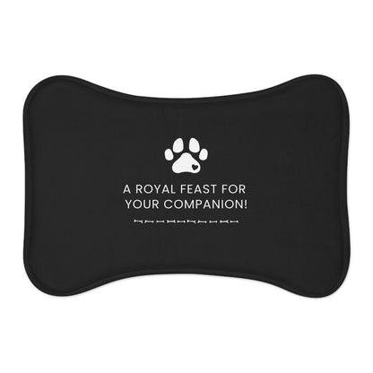 Pet feeding mat with royal feast design