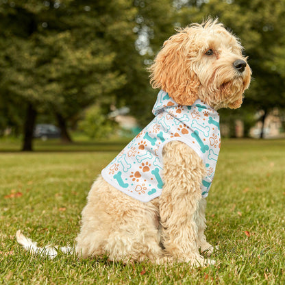 Pet hoodie with bone and paw print