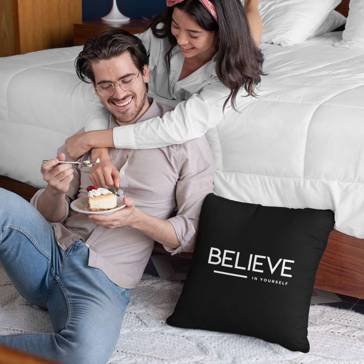 Pillow with 'Believe in Yourself' inspirational message