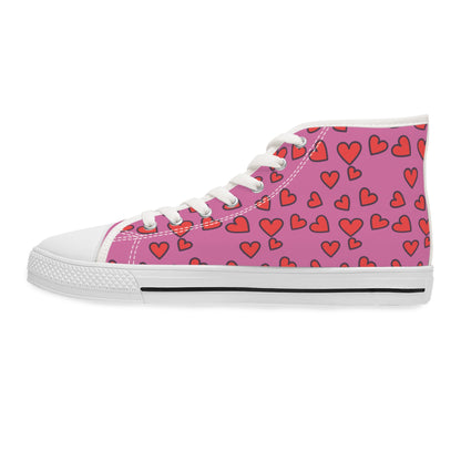 Pink High Top Sneakers with Heart Design