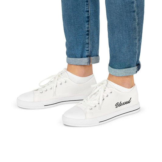 Stylish White Low Tops with Blessed Message