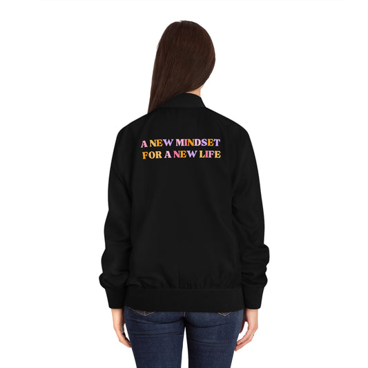 Stylish bomber jacket with positive quote