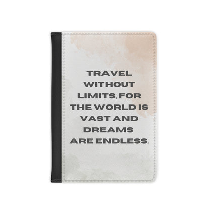 Stylish passport cover with travel quote