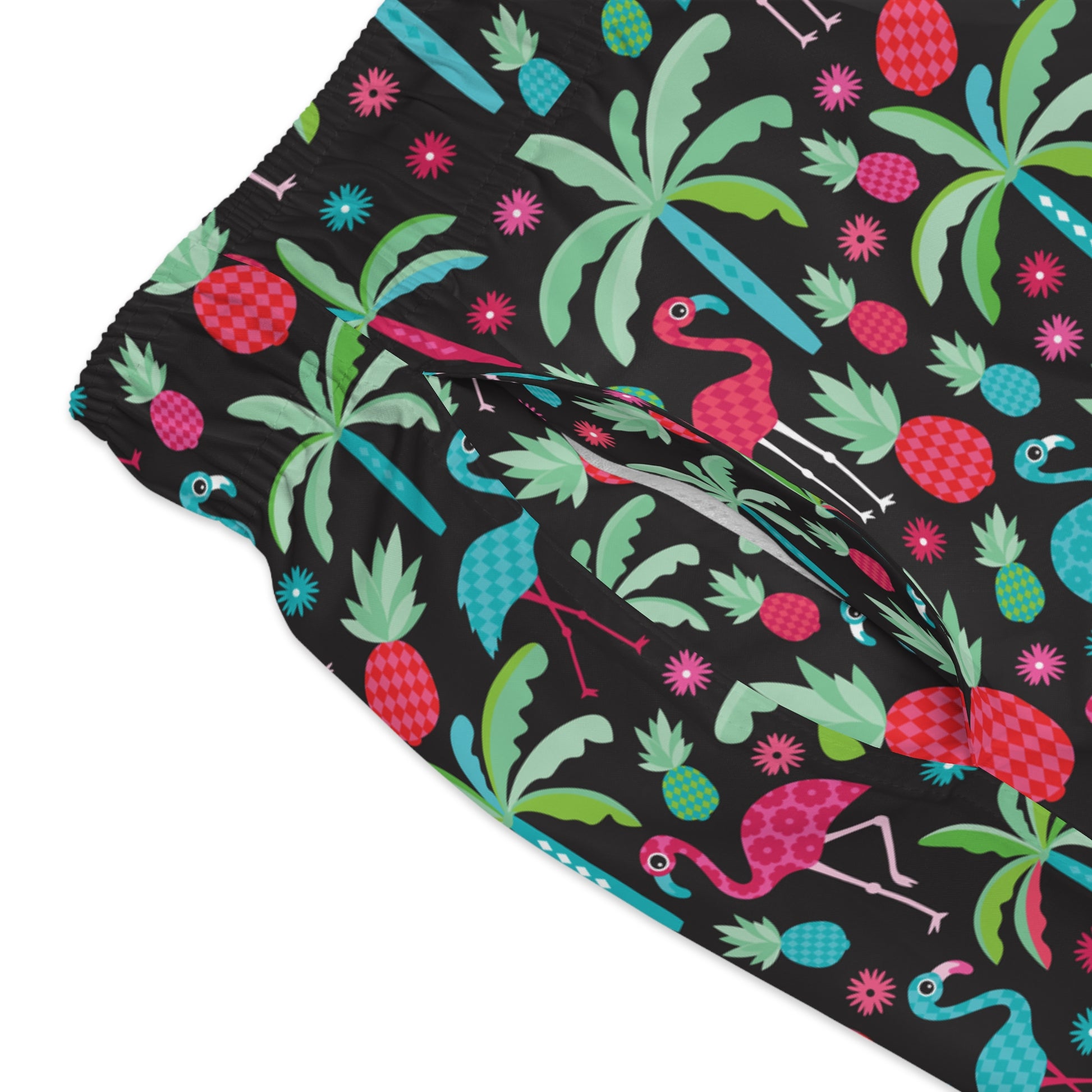 Vibrant flamingo swim trunks