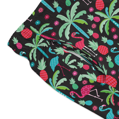 Vibrant flamingo swim trunks