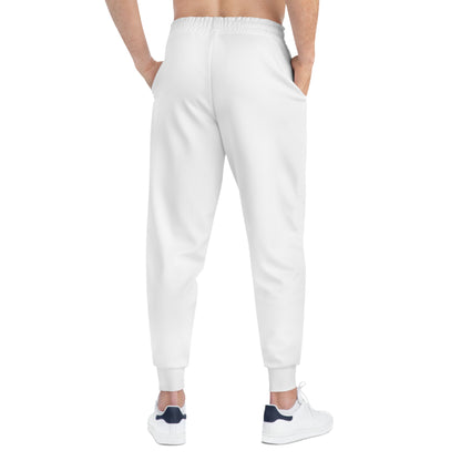 White Athletic Joggers with Inspirational Message