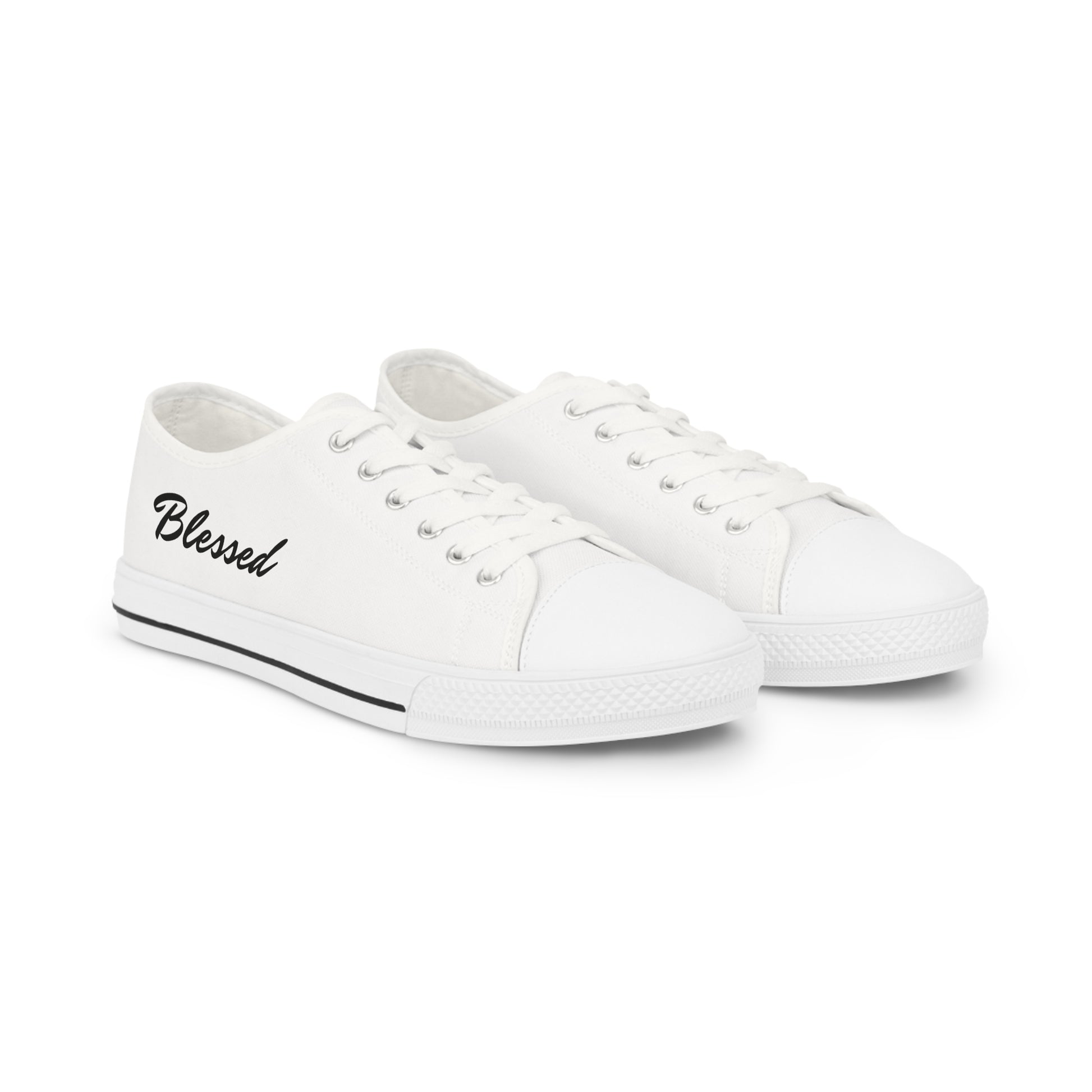 White Mens Low Top Sneakers Blessed Design