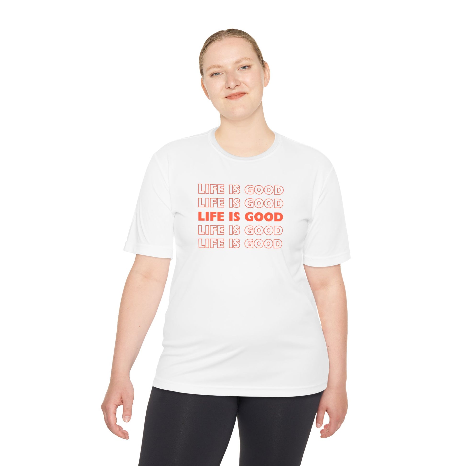 White Moisture Wicking Tee with Inspirational Message