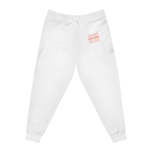 White Unisex Athletic Joggers Life is Good