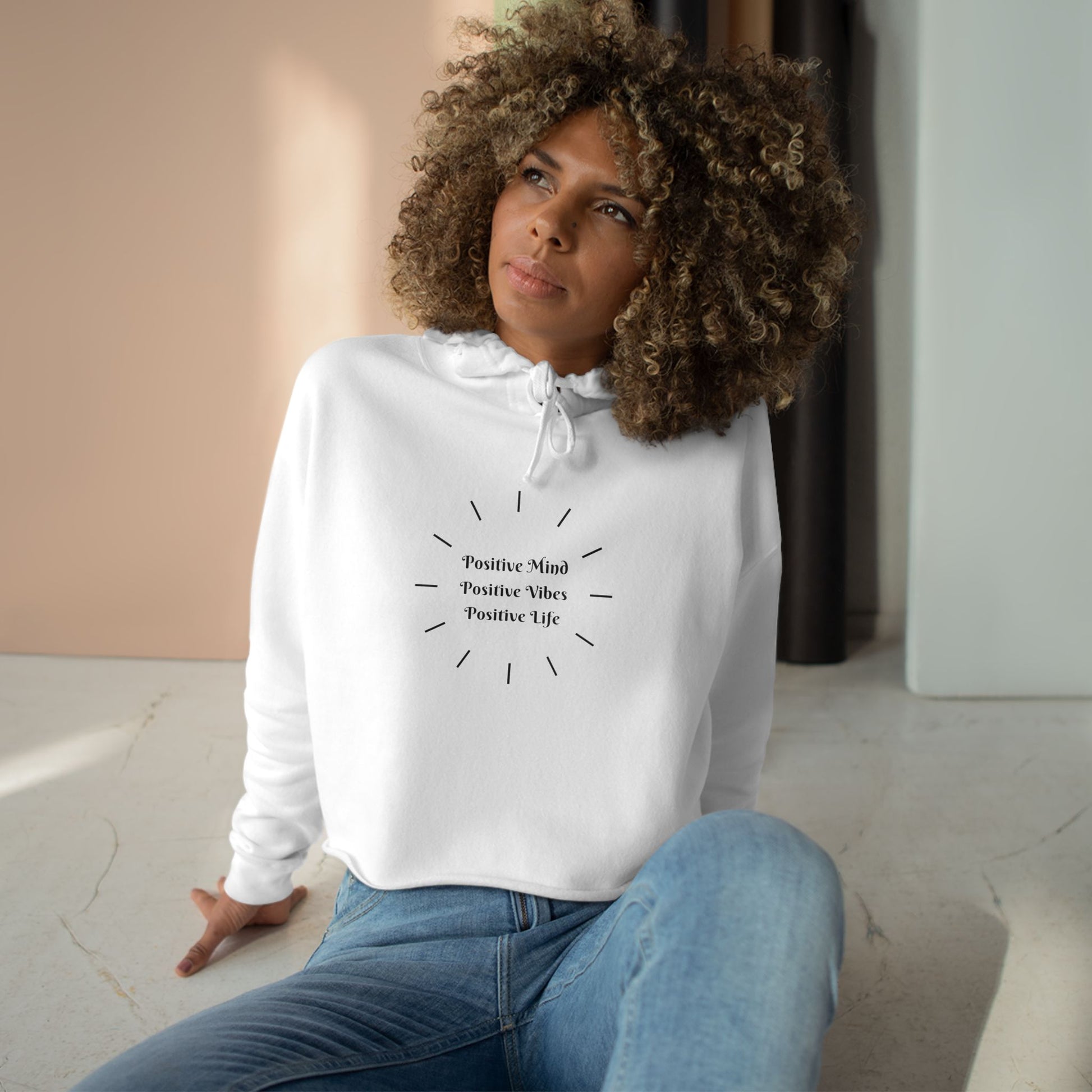 positive vibes crop hoodie